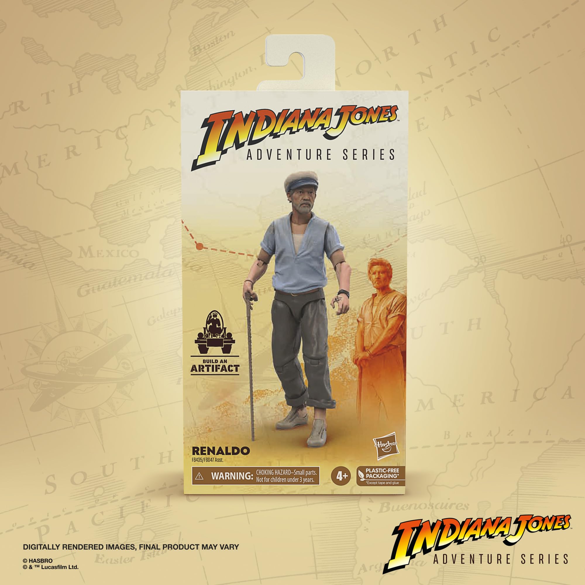 Indiana Jones Renaldo back view for display and collection.