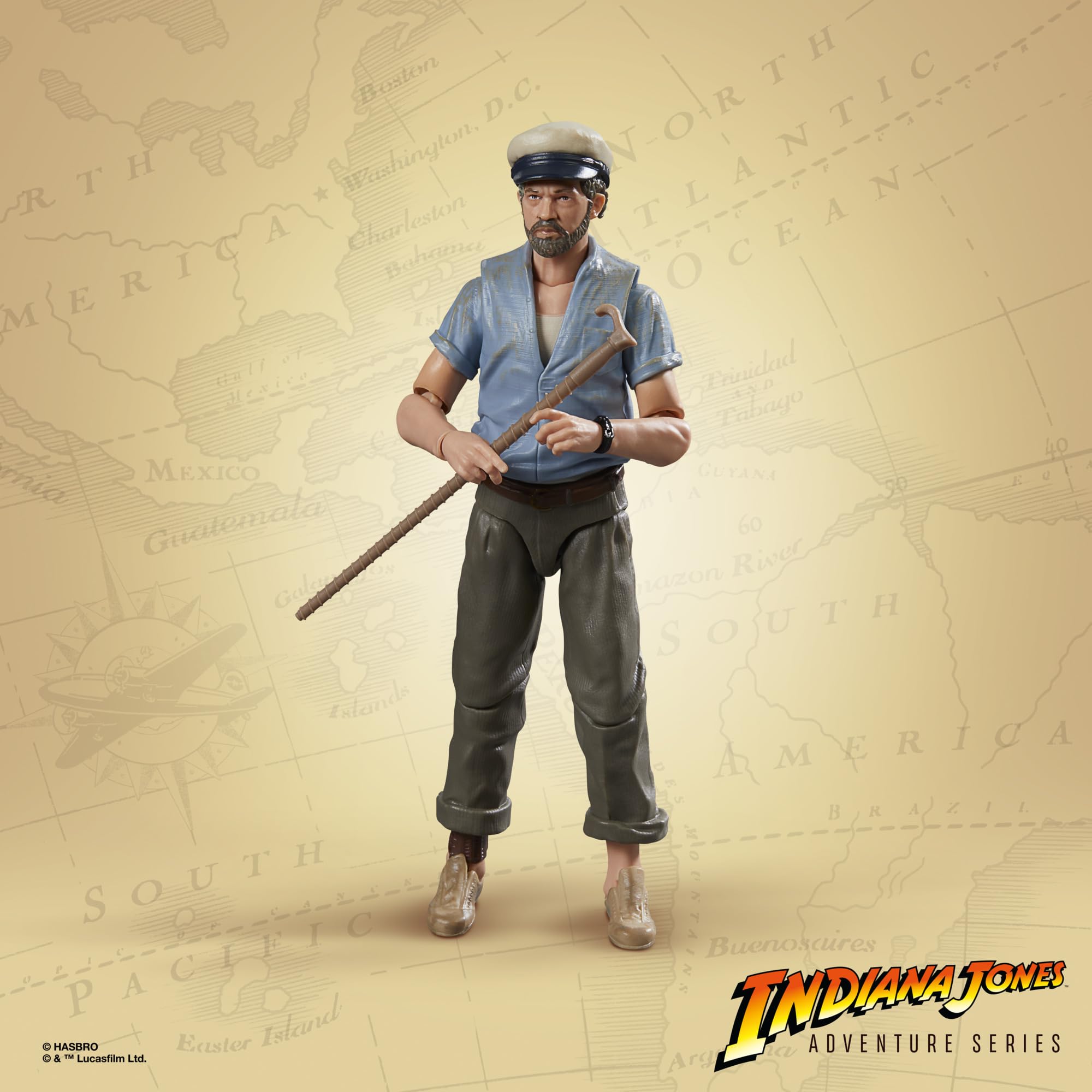 Indiana Jones Renaldo walking cane accessory enhances play.