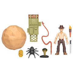 Indiana Jones Worlds of Adventure Adventure Backpack visible on the figure for imaginative play.
