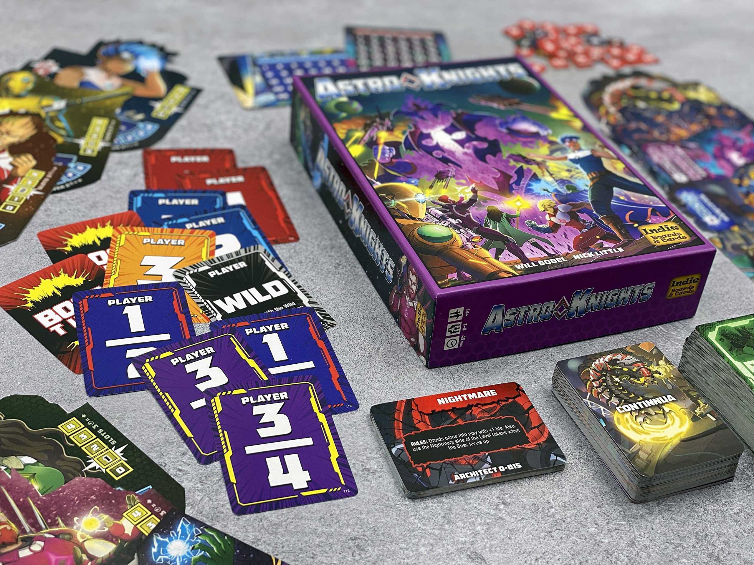 Astro Knights player board by Indie Boards and Cards highlighting quick setup