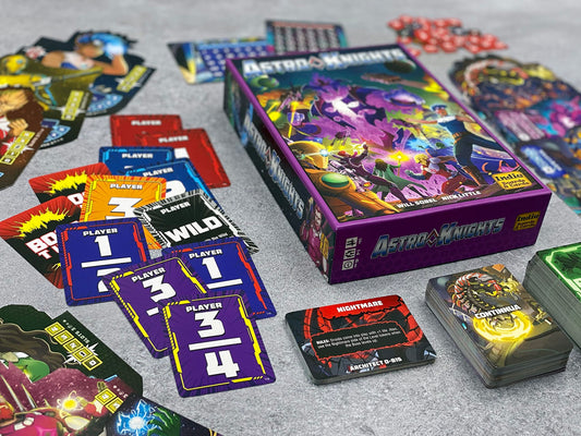 Astro Knights player board by Indie Boards and Cards highlighting quick setup