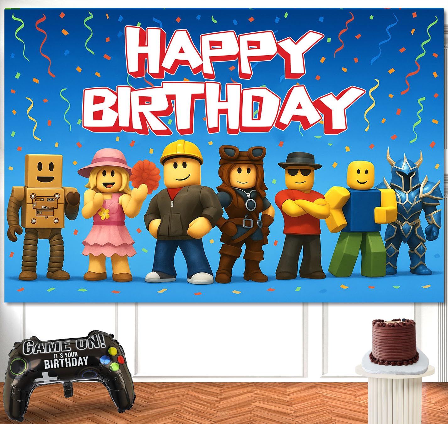 IndoTribe building block graphics backdrop adds playful texture to birthday celebrations