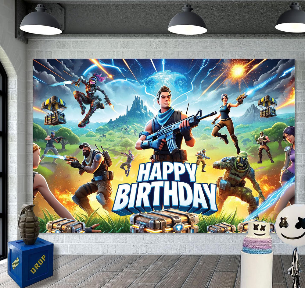 IndoTribe gaming backdrop party decoration enhances photo moments during celebrations.