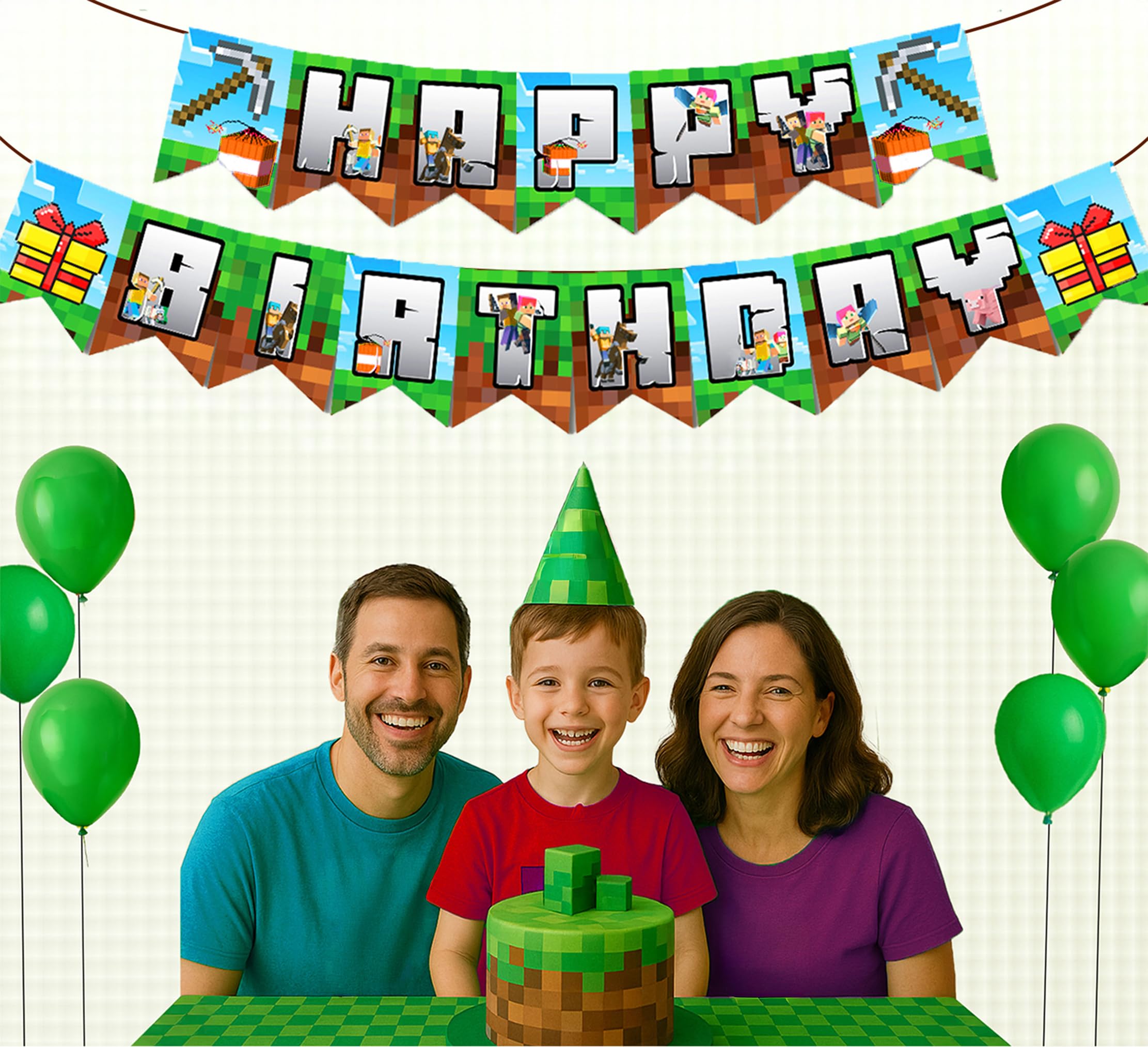 IndoTribe pixel decor pairs with toppers and cake decorations