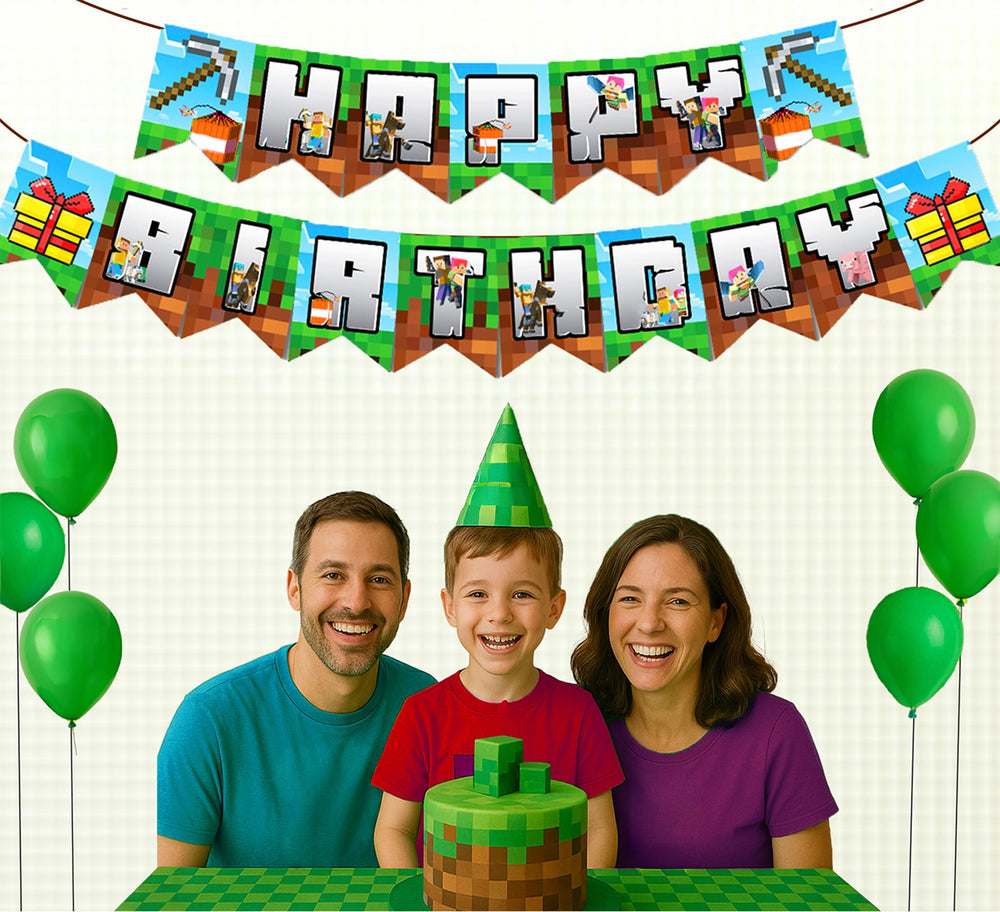 IndoTribe pixel decor pairs with toppers and cake decorations