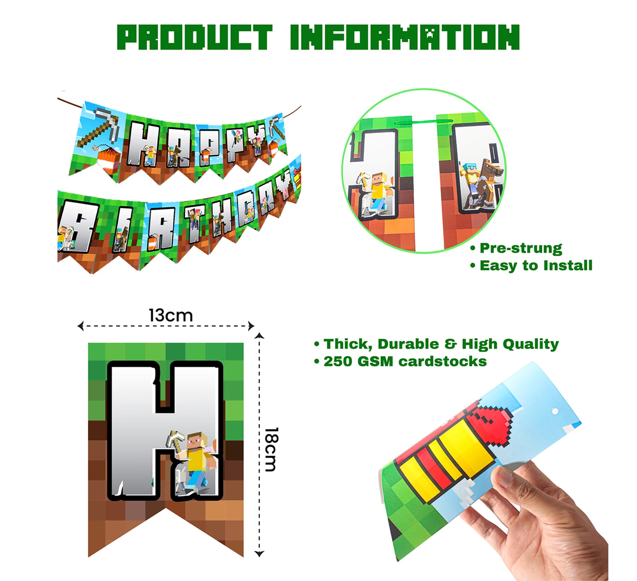 IndoTribe pixel gaming pennants adjustable to fit walls or doors
