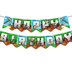 IndoTribe Pixel Happy Birthday Banner in 10ft length for vibrant gaming decor