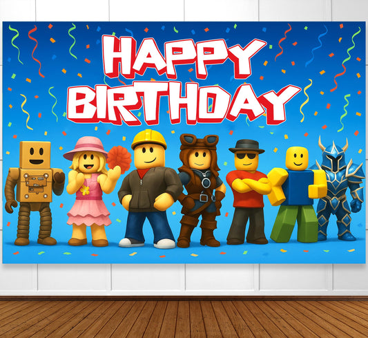 IndoTribe video game banner 6x4ft with pixel backdrop for a vibrant kids' party decor