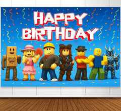 IndoTribe video game banner 6x4ft with pixel backdrop for a vibrant kids' party decor