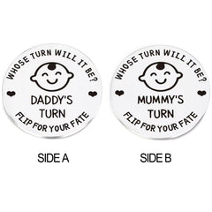 Stainless steel coin gift for new parents, durable and playful