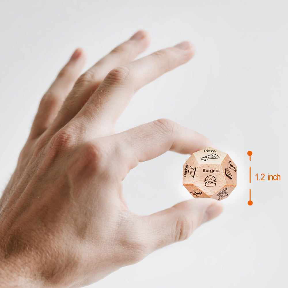 Infanote wooden dinner decider dice offers quick meal ideas during gatherings.