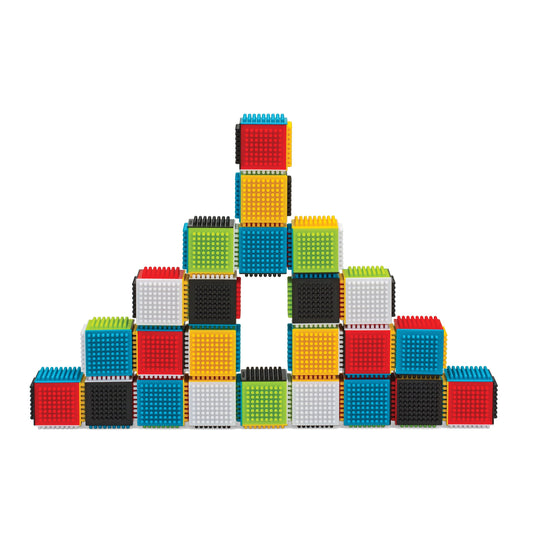 Infantino Press & Stay sensory blocks assembly for creative play and motor skill practice.