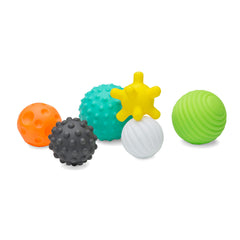 Infantino textured multi-ball set showing all six balls for sensory play and grasping practice