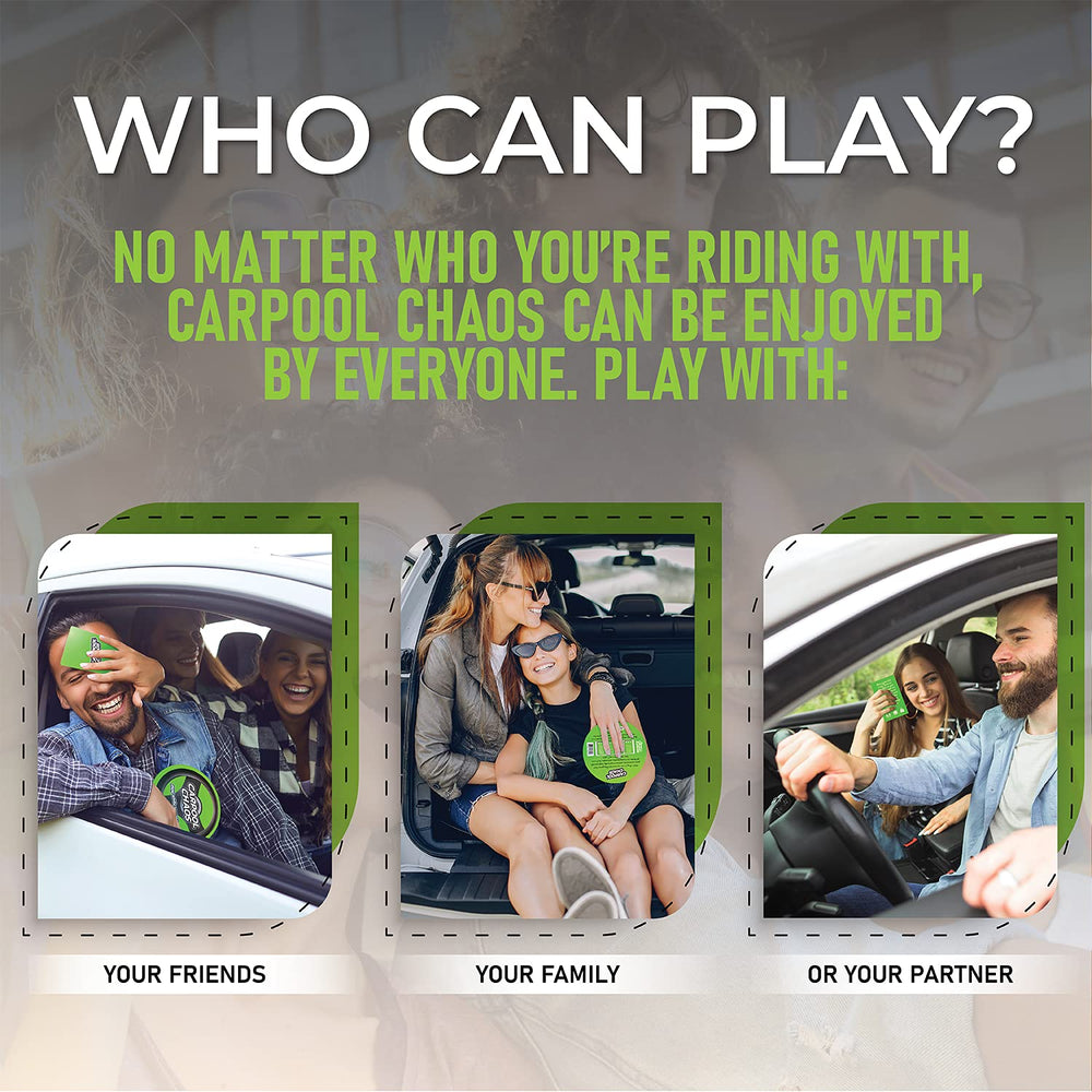 Carpool Chaos bingo card in use during a road trip