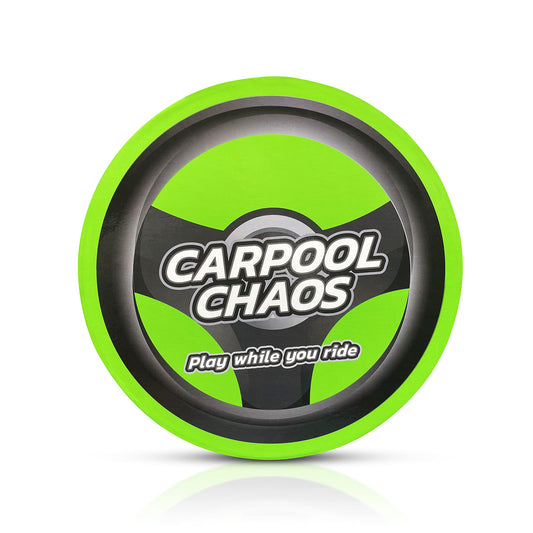 Infinite Games Carpool Chaos box front showing steering wheel design and accessories