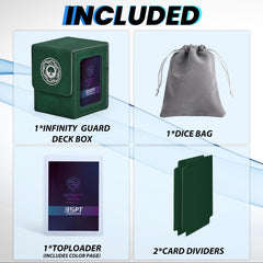 Infinity Guard holds 100+ doublesleeved MTG cards for extended play.