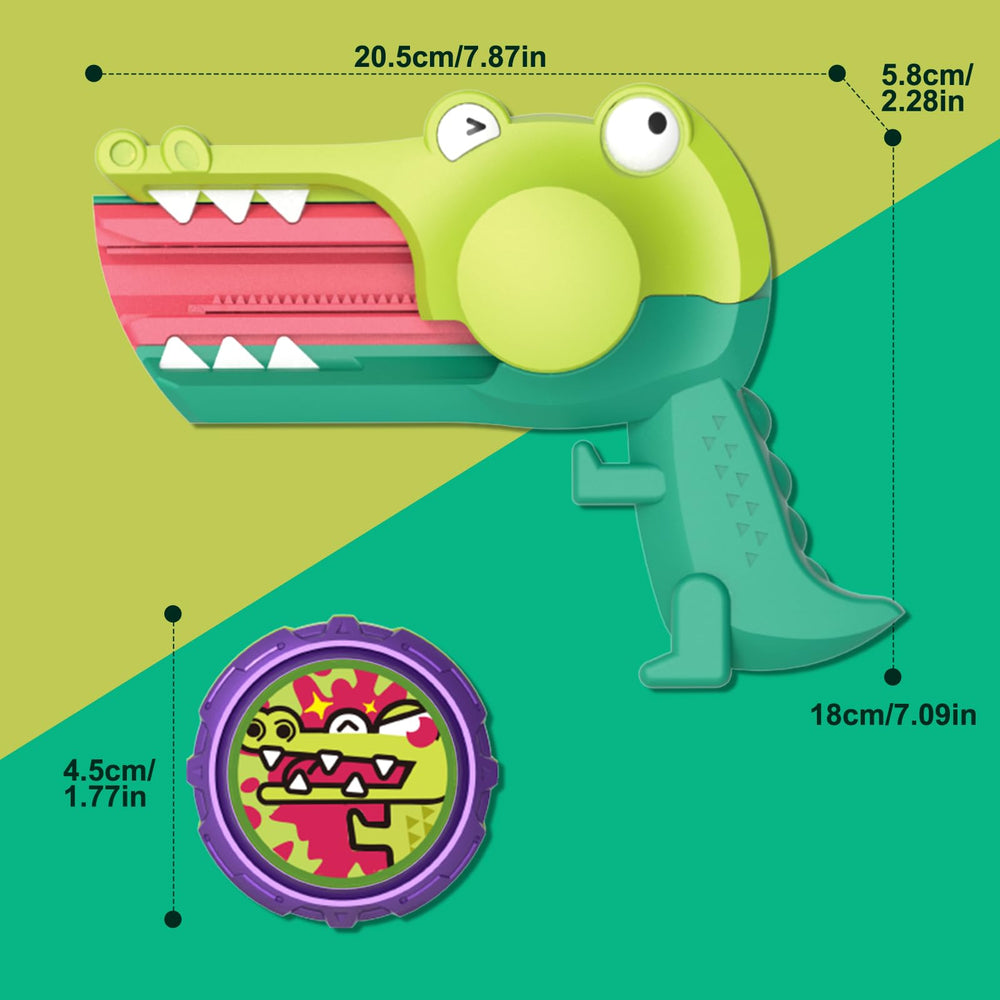 Infinity Nado crocodile launcher tongue track supports precise top placement.