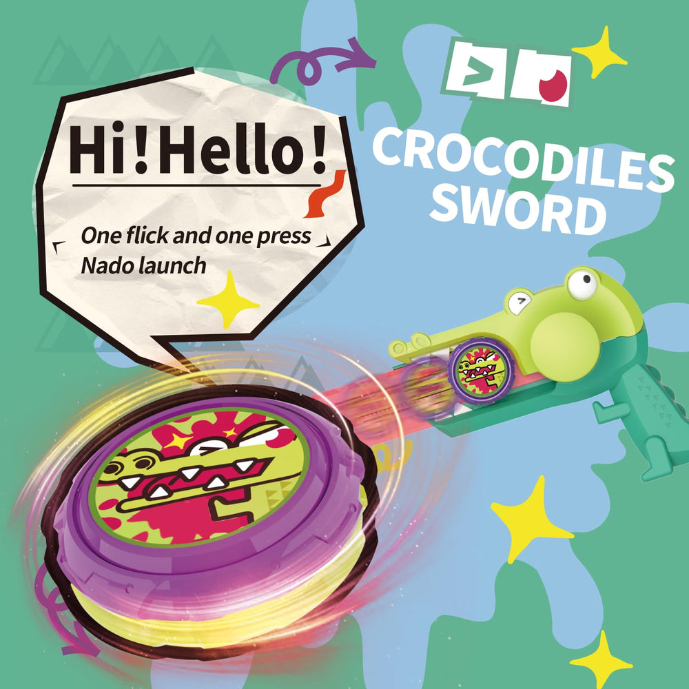 Infinity Nado spinning top released smoothly from the crocodile launcher.