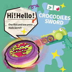 Infinity Nado spinning top released smoothly from the crocodile launcher.