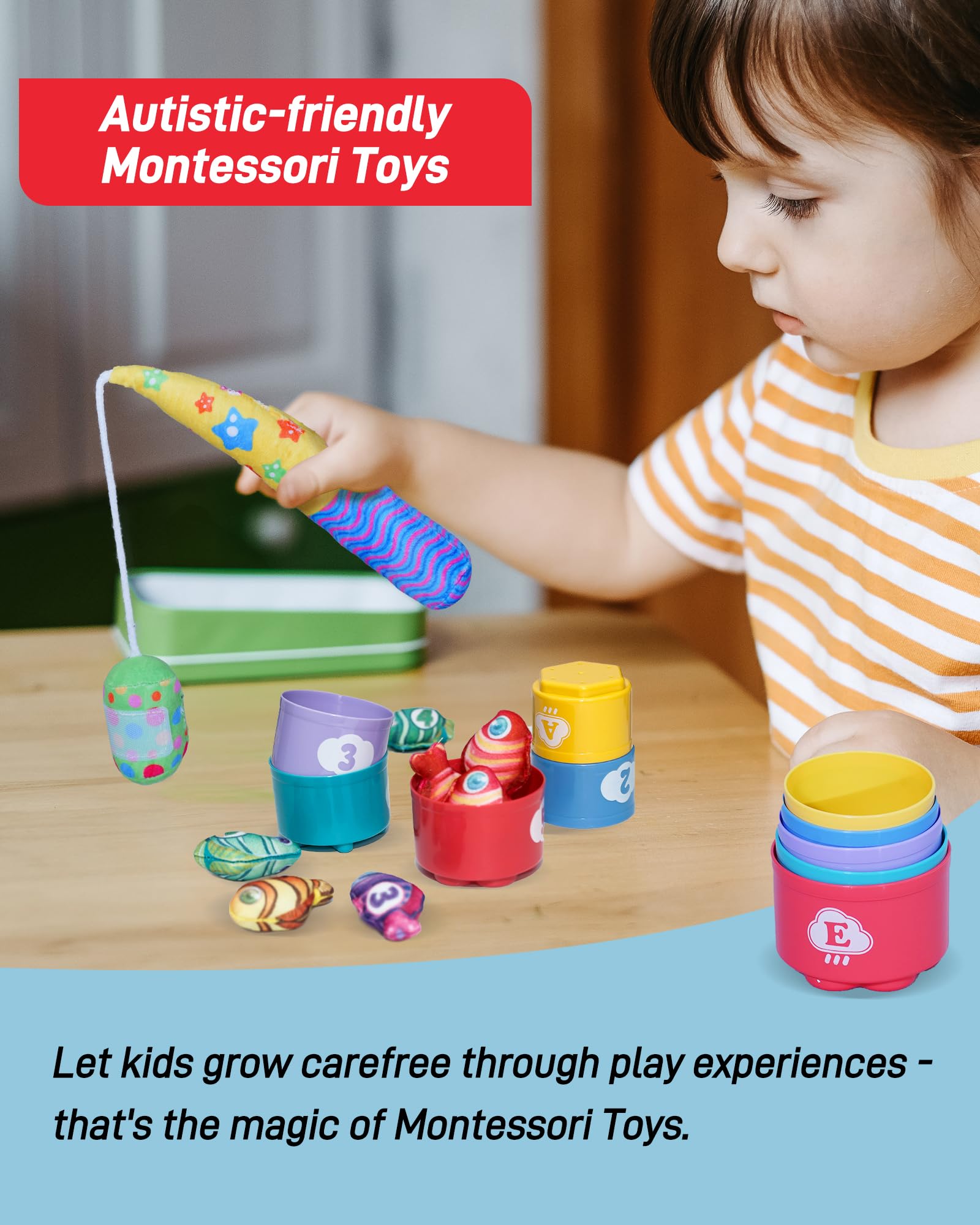 Infinno Count Learning 2 fishing rods enable cooperative play and fine motor practice.