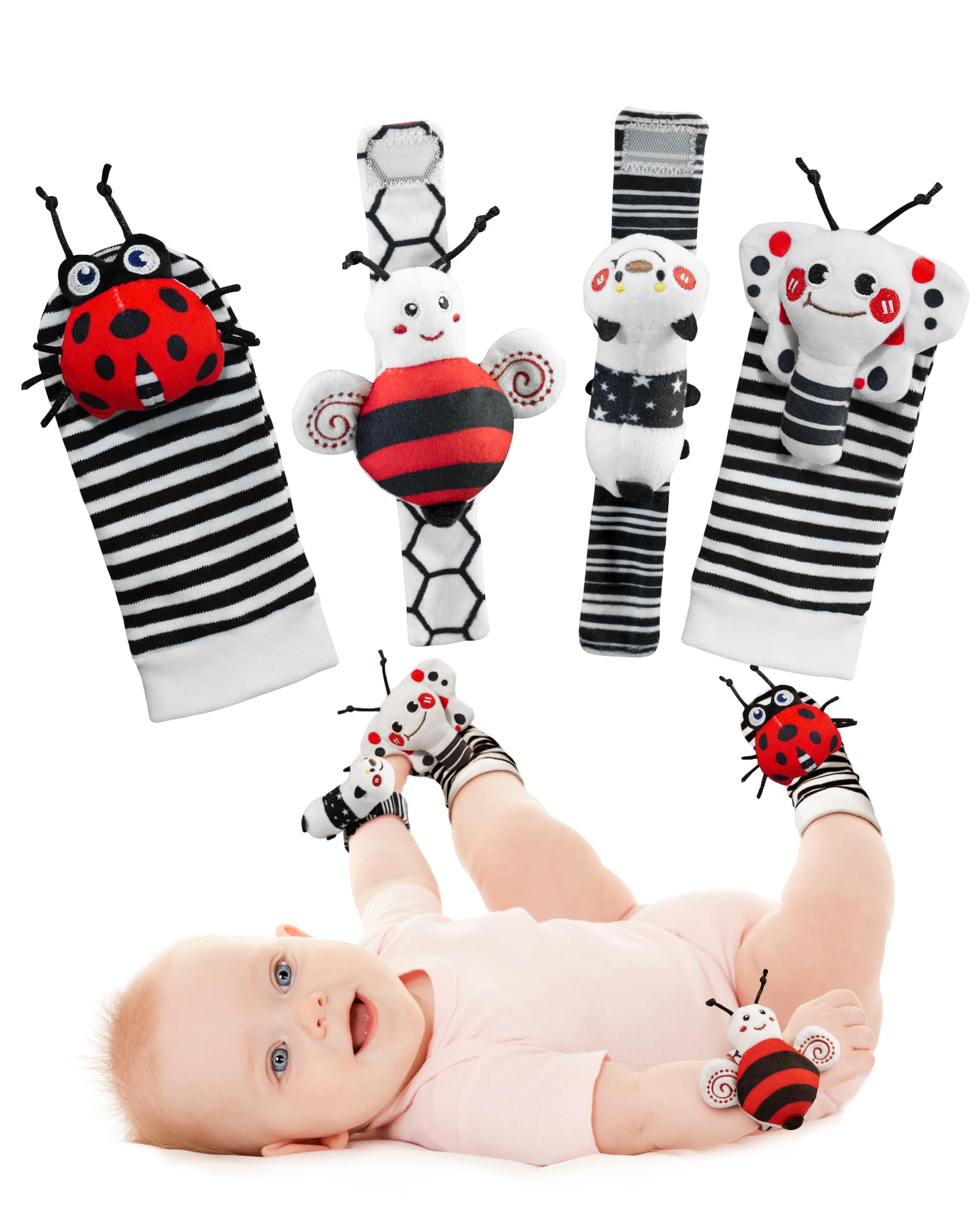 Infinno high-contrast baby rattle socks stimulate visual curiosity