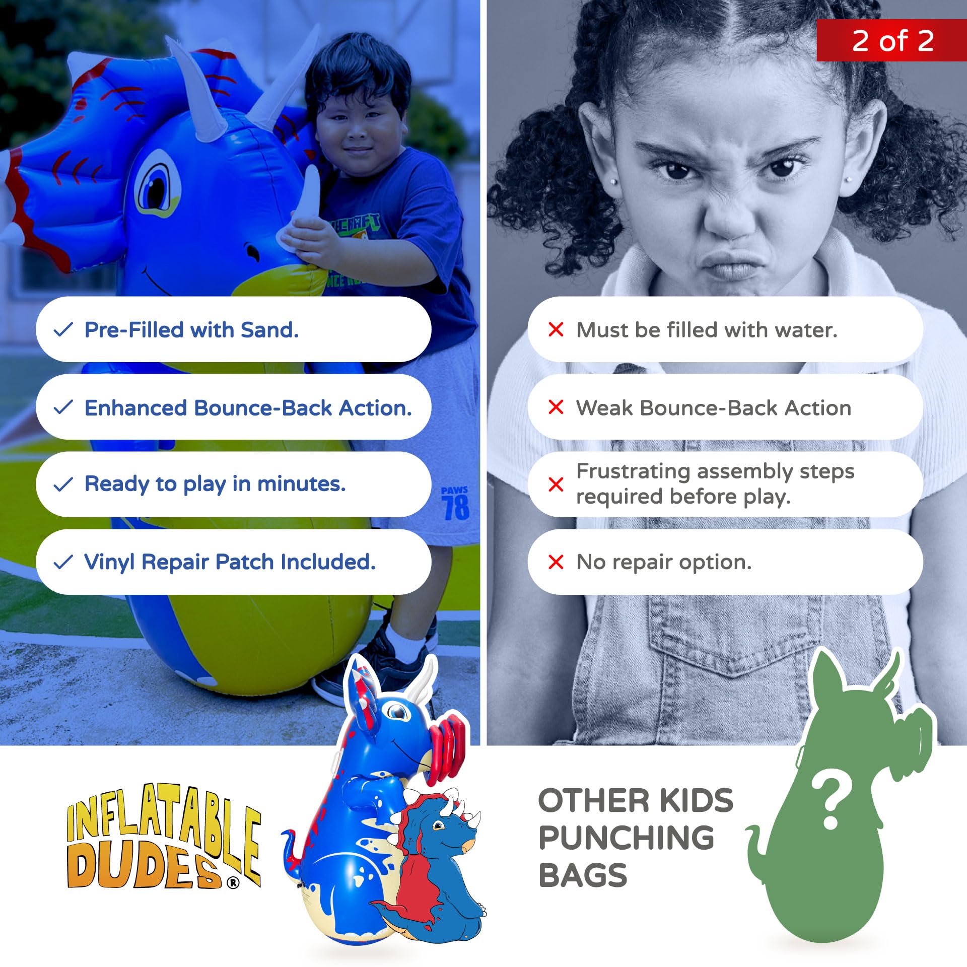 Inflatable Dudes leak proof bottom keeps playtime clean and durable