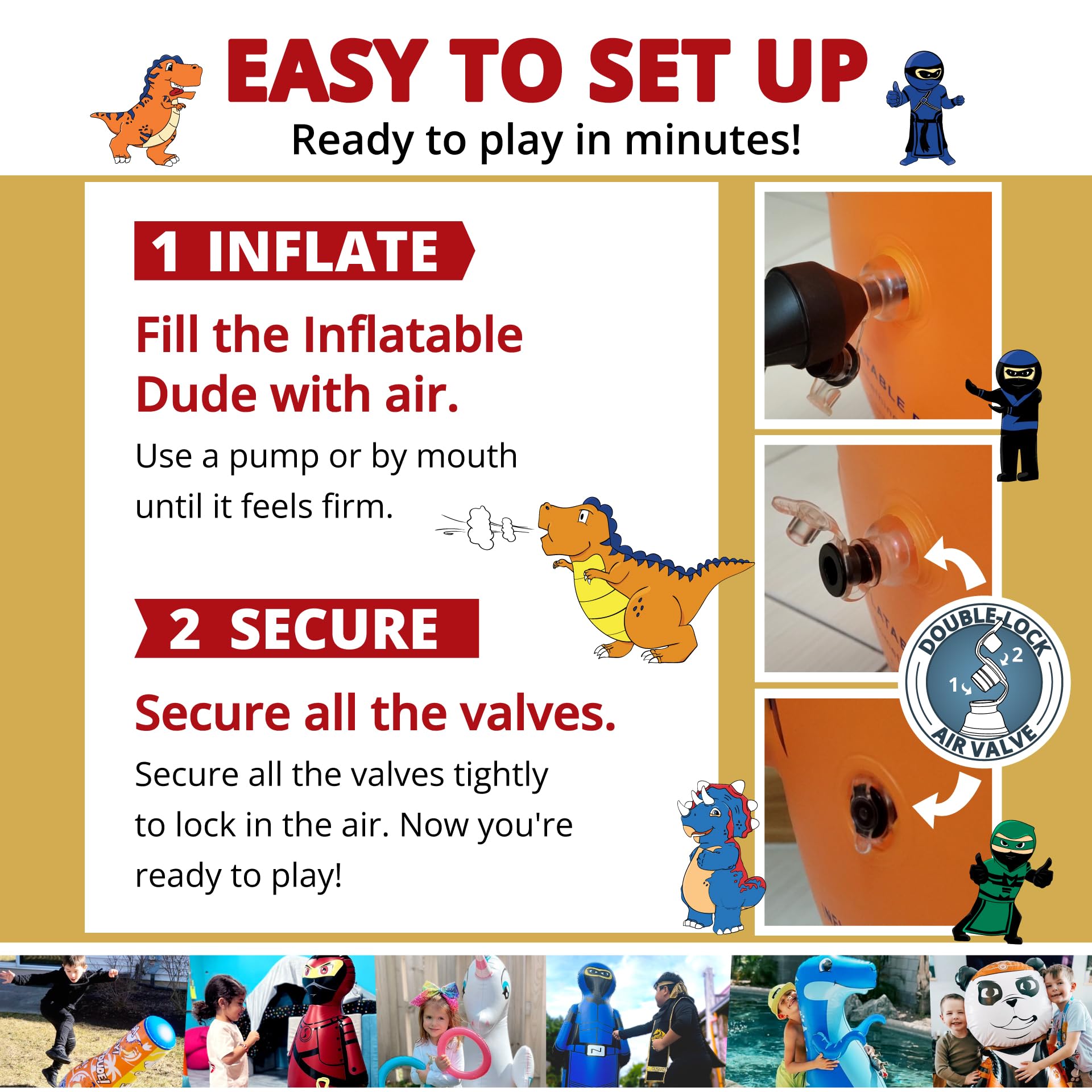 Inflatable Dudes Ninja Toy 47 inches ideal for ages 3-11 during active games