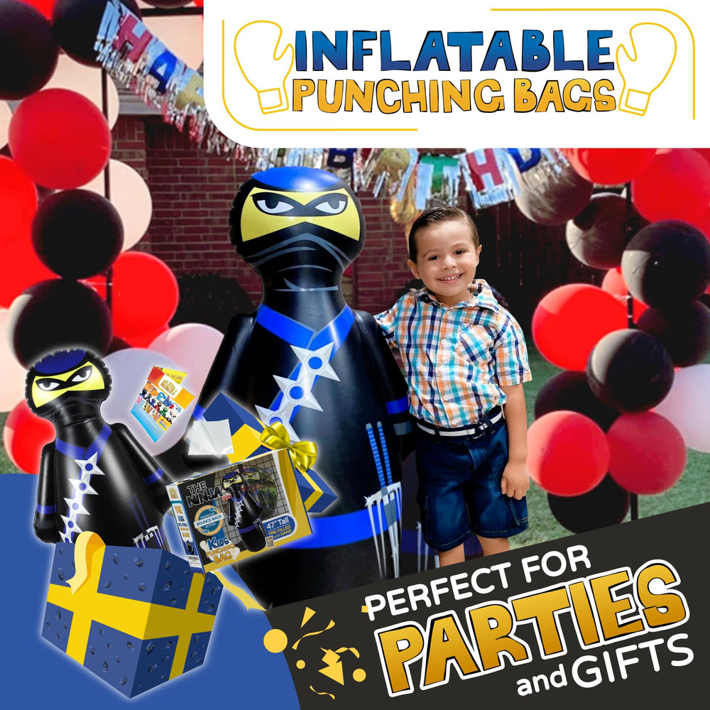 Inflatable Dudes Ninja Toy 47 Inches kids punching action in action pose.