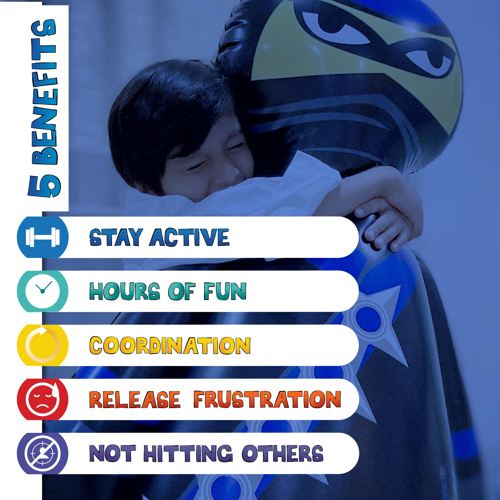 Inflatable Dudes Ninja Toy 47 Inches leak-proof valve ensures quick setup.