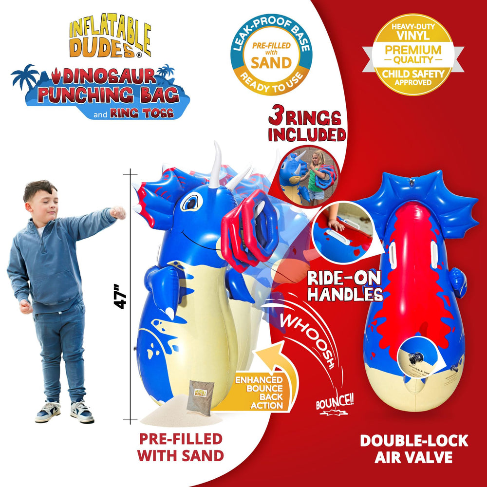 Inflatable Dudes ring toss includes inflatable rings for interactive party games