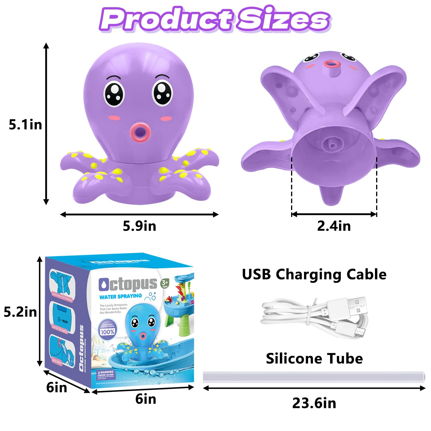 Infowush Water Table Pump Octopus Purple adorable design boosts imaginative outdoor play