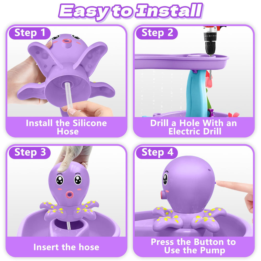 Infowush Water Table Pump Octopus Purple easy installation enables portable setup