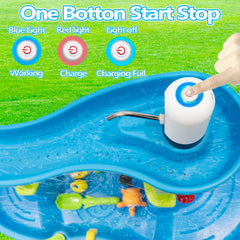 Infowush Water Table Pump at a birthday party boosting water play.