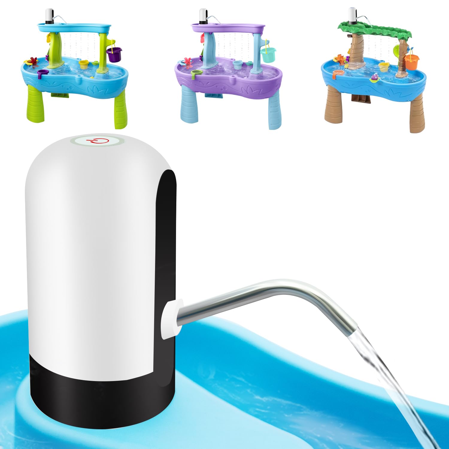 Infowush Water Table Pump setup shown for quick outdoor installation.