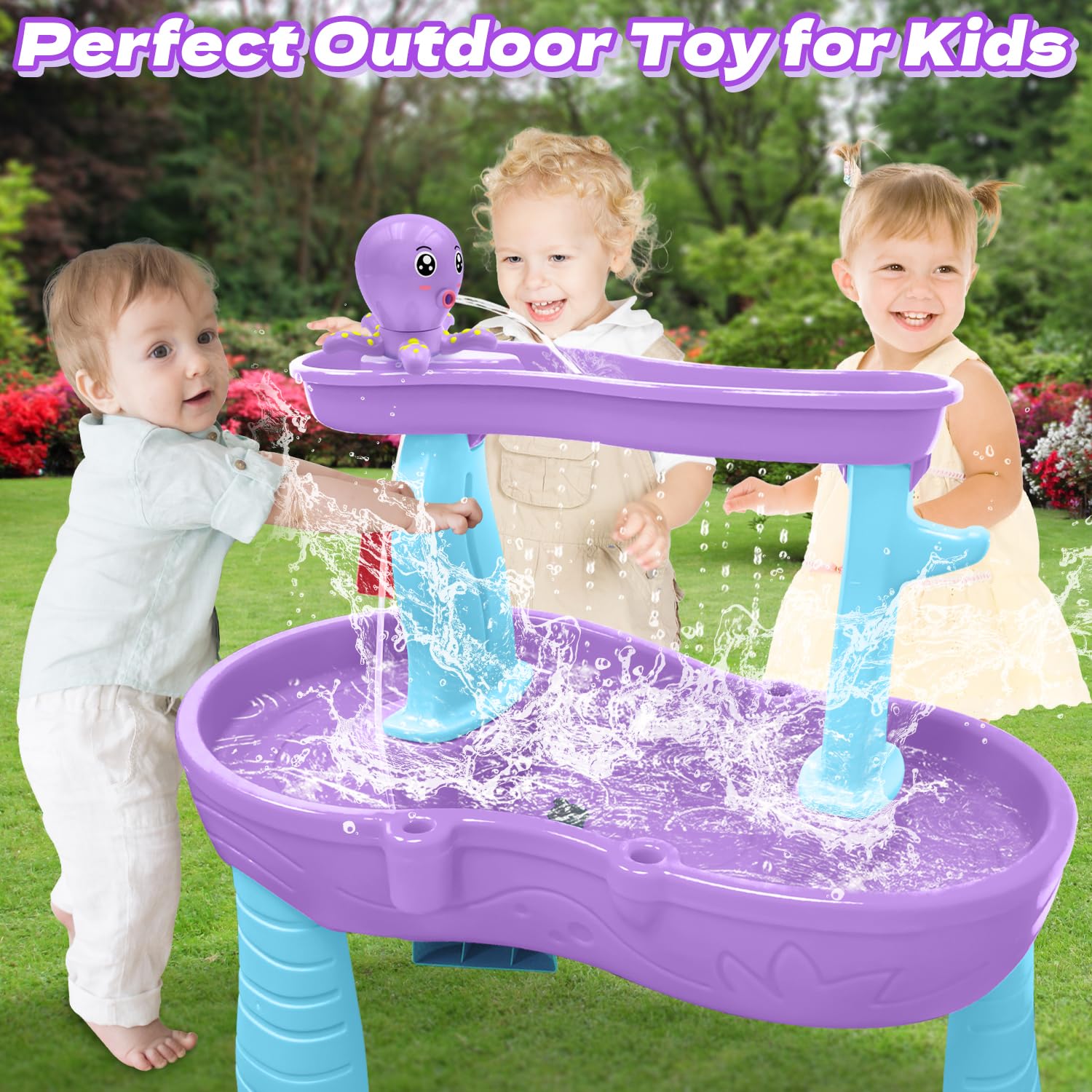 Infowush Water Table Pump Octopus Purple water-saving feature extends playtime