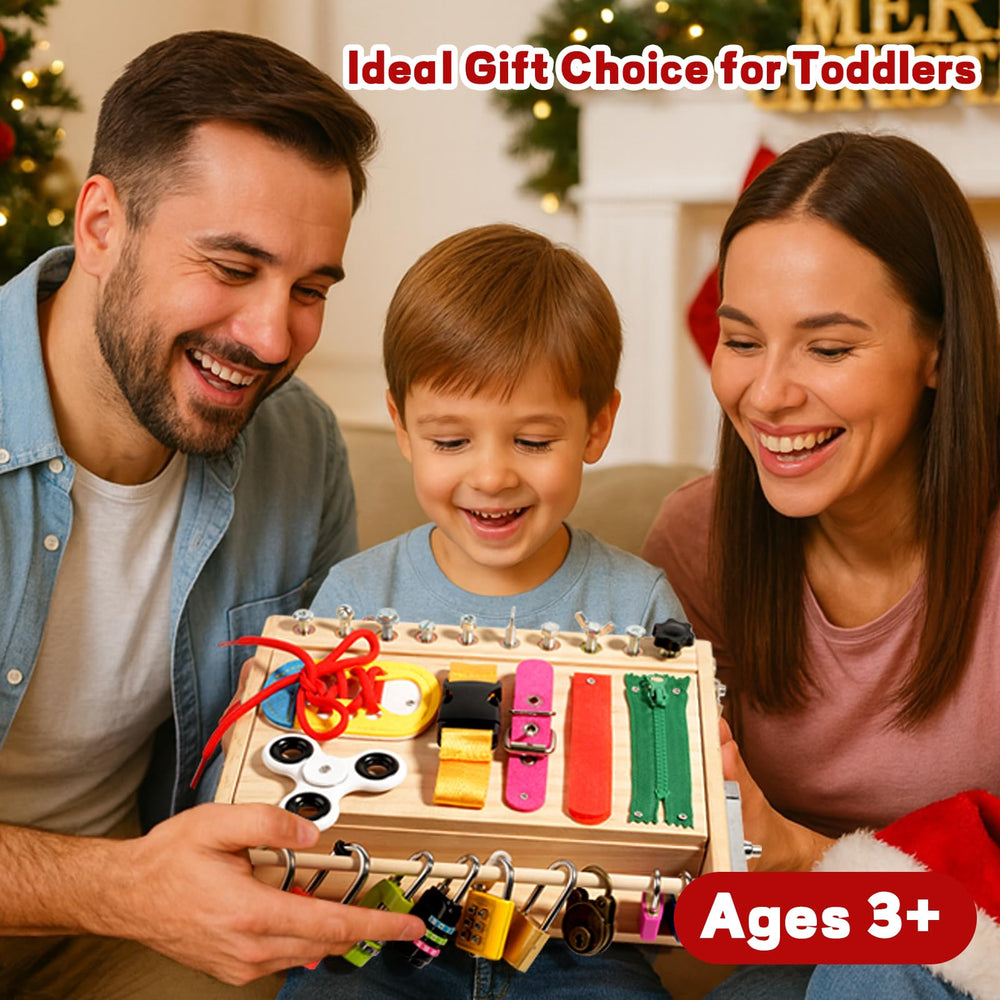 INIFEIDALA Busy Board buckles and snaps support quick, engaging fine-motor tasks.