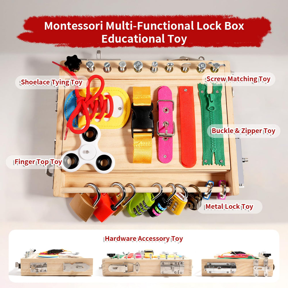 INIFEIDALA Busy Board zipper area promotes hand-eye coordination during dressing tasks.