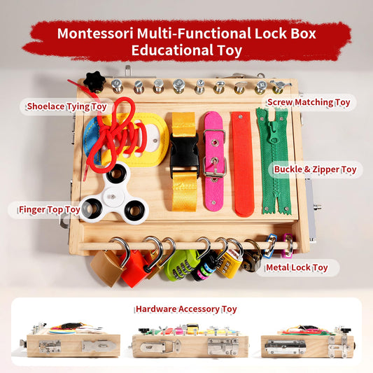 INIFEIDALA Busy Board zipper area promotes hand-eye coordination during dressing tasks.