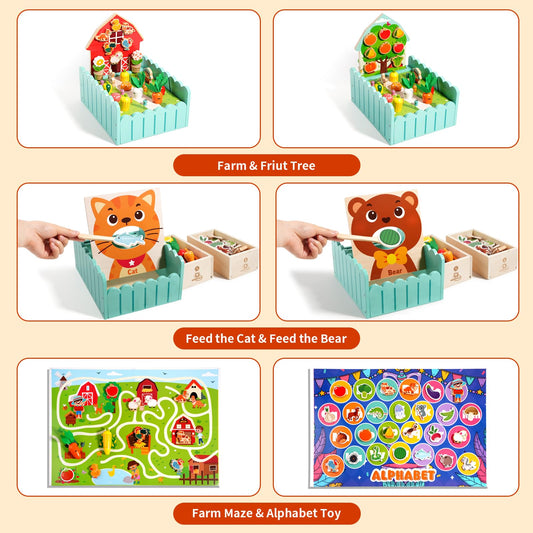 INIFEIDALA Montessori Farm Toy letter match activity promotes early literacy