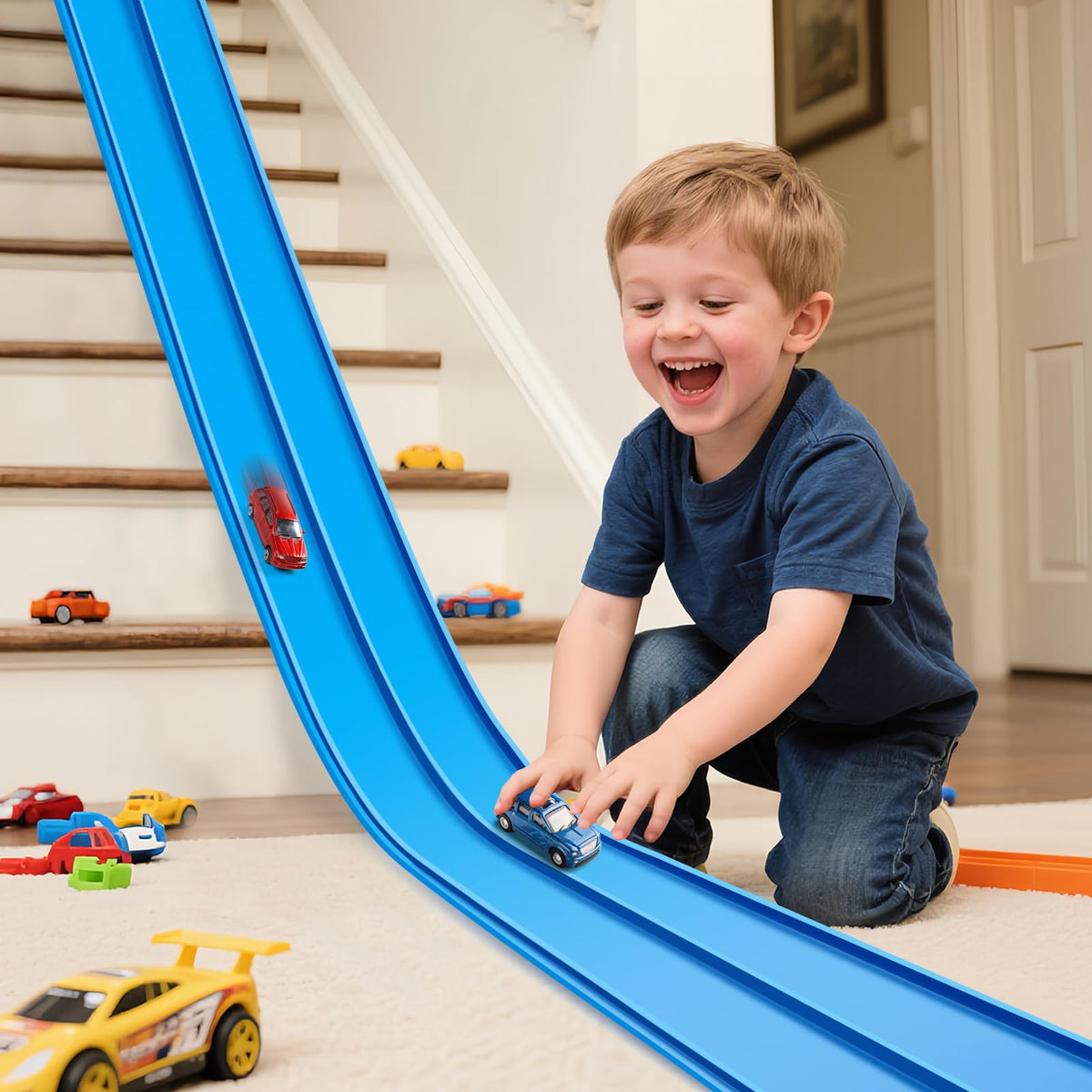 INKZOO Flex Tracks 15ft setup demonstrates quick assembly for immediate family fun.