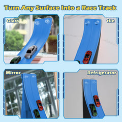 INKZOO Flex Tracks compatible with 1/64 scale diecast cars for familiar favorites.