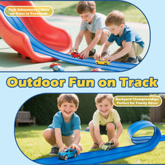 INKZOO Flex Tracks sticks to windows and walls for vertical racing challenges.