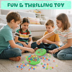 INKZOO Marble Balance Game marbles close-up—bright glass pieces for engaging, tactile play.