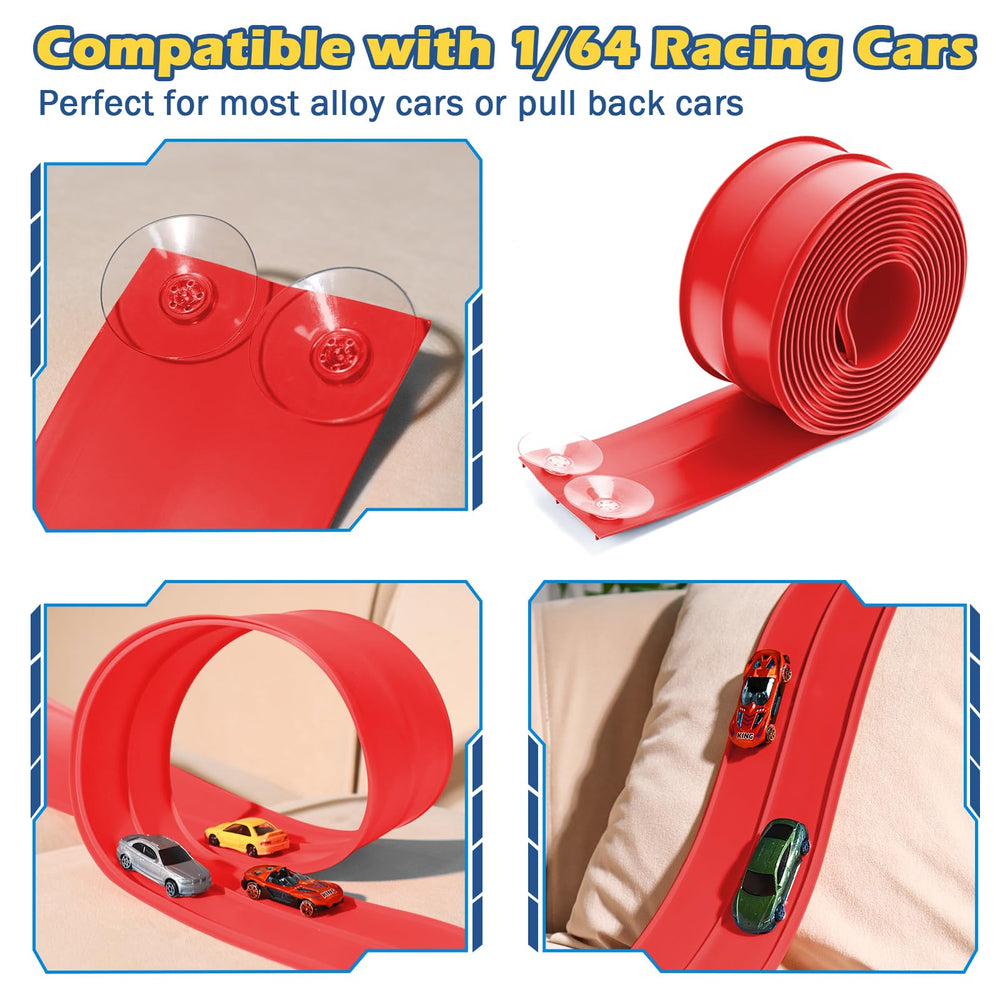 INKZOO Upgrade 15ft track bent into creative shapes for imaginative racing.