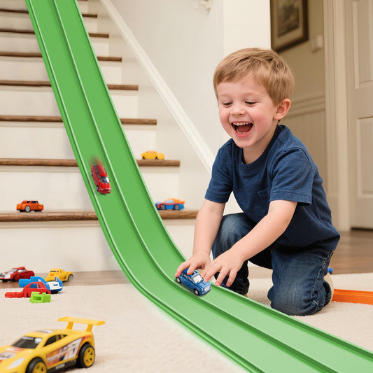 INKZOO Upgrade Flex Track full-length for versatile kid racing sessions.