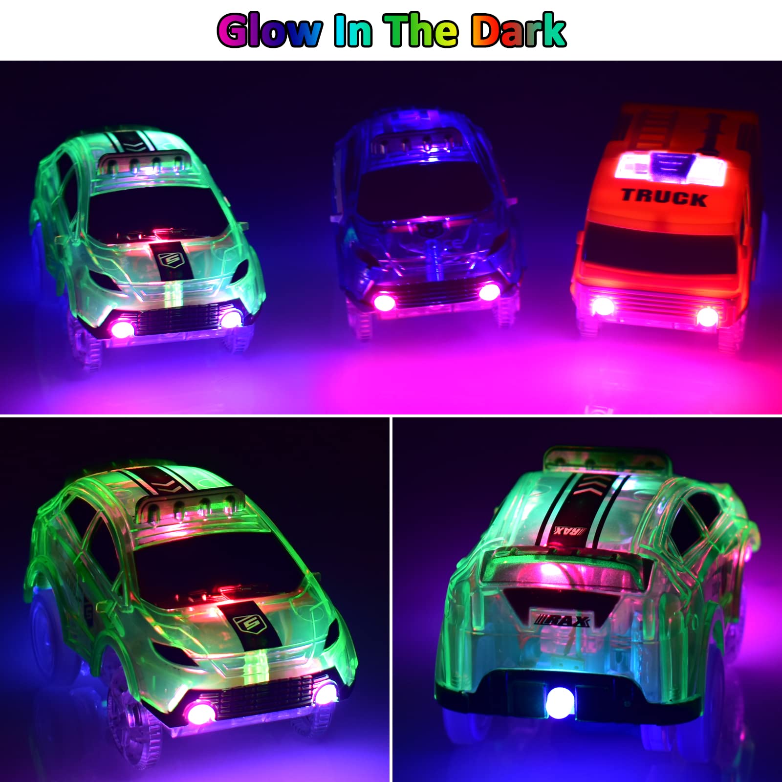 INLAIER Track Cars in blue-green-yellow-red offer vibrant play