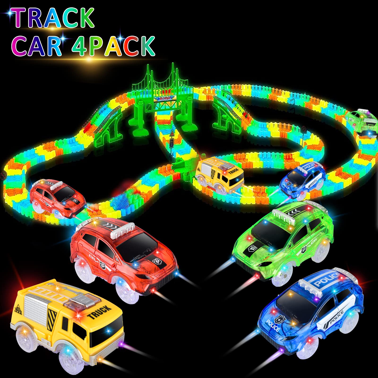 INLAIER Track Cars create bright glow for indoor or outdoor races