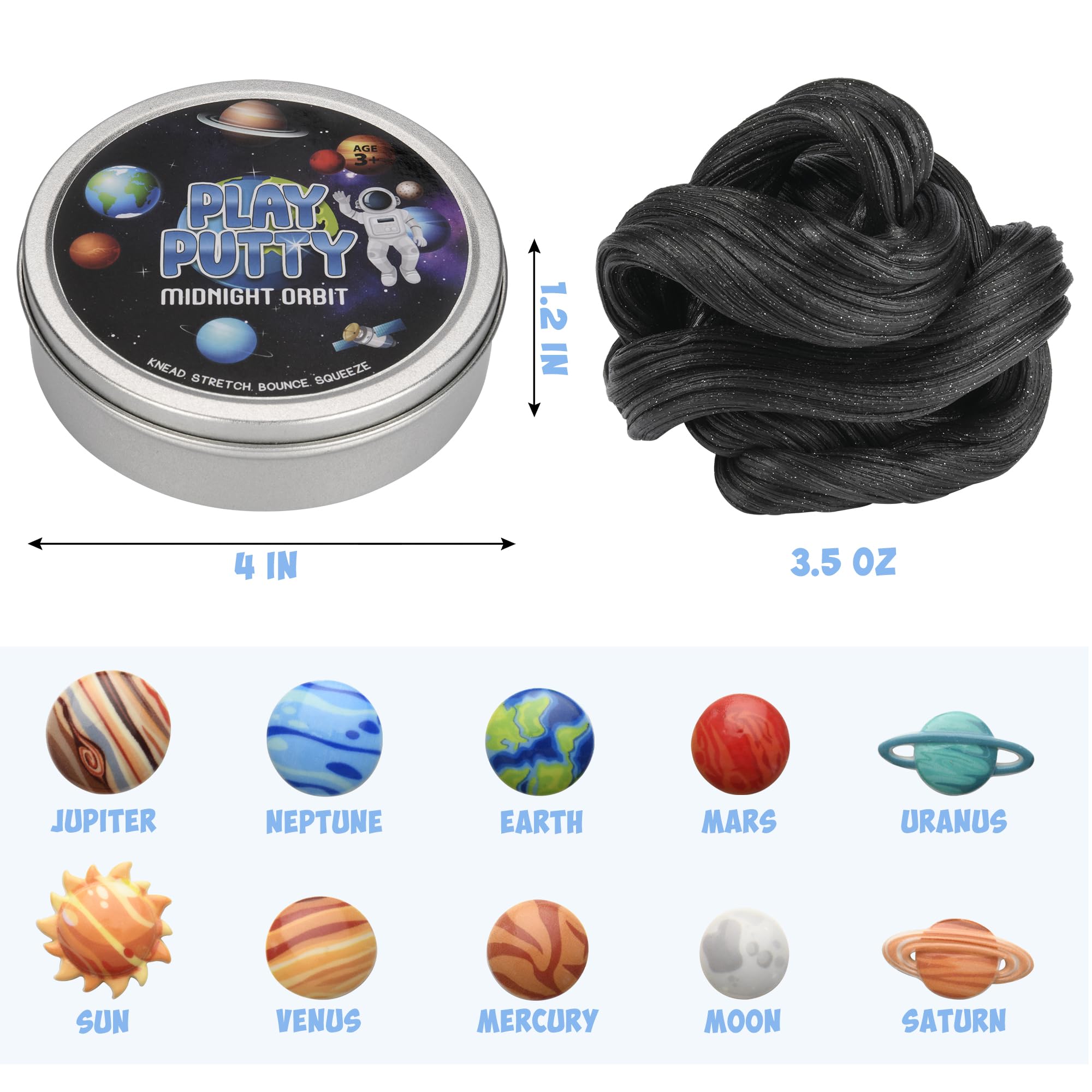 INNER-ACTIVE Play Putty Mercury charm supports focus during learning and space-themed exploration.