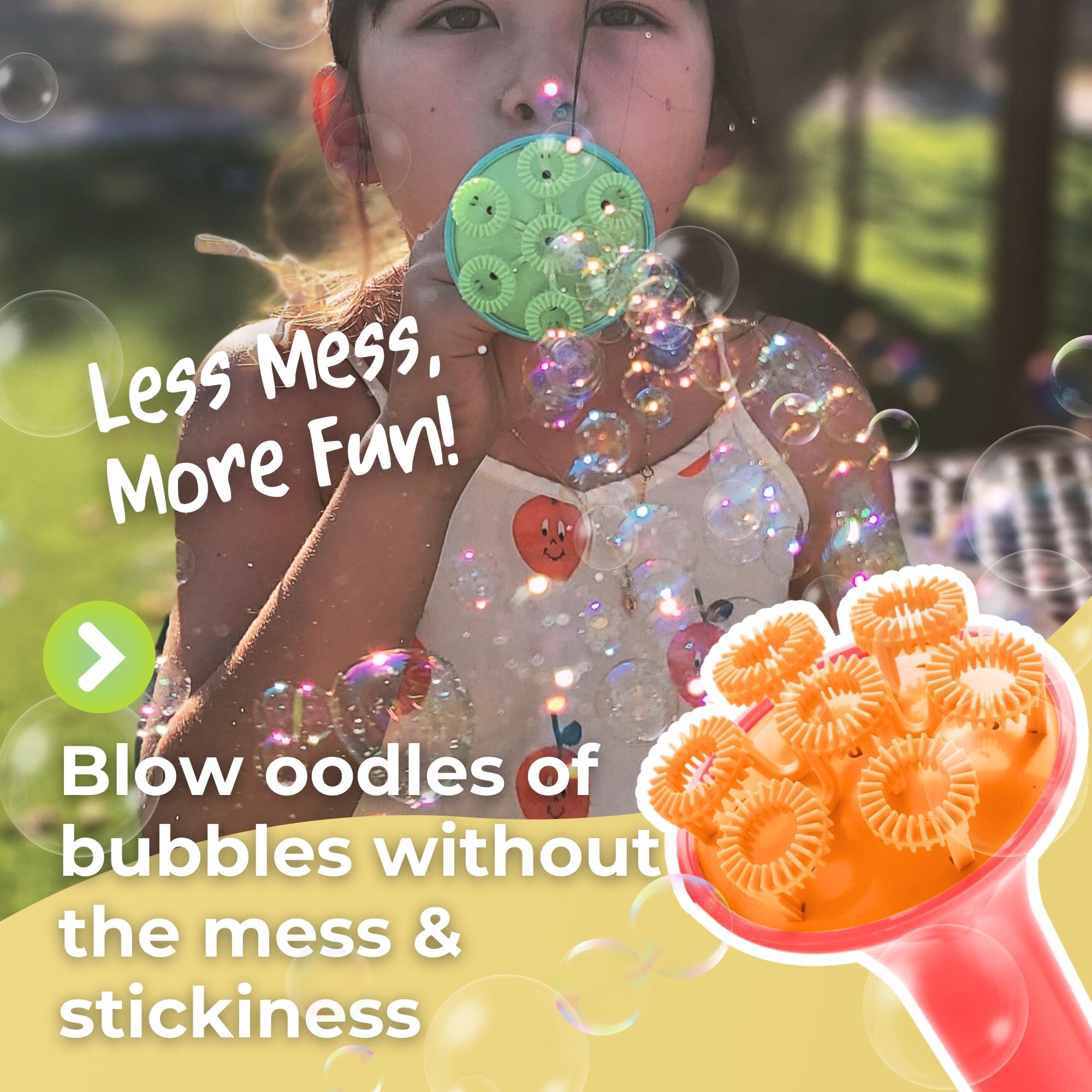 Innobaby Spike bubble blower with dipping tray for easy, mess-free bubble sessions.