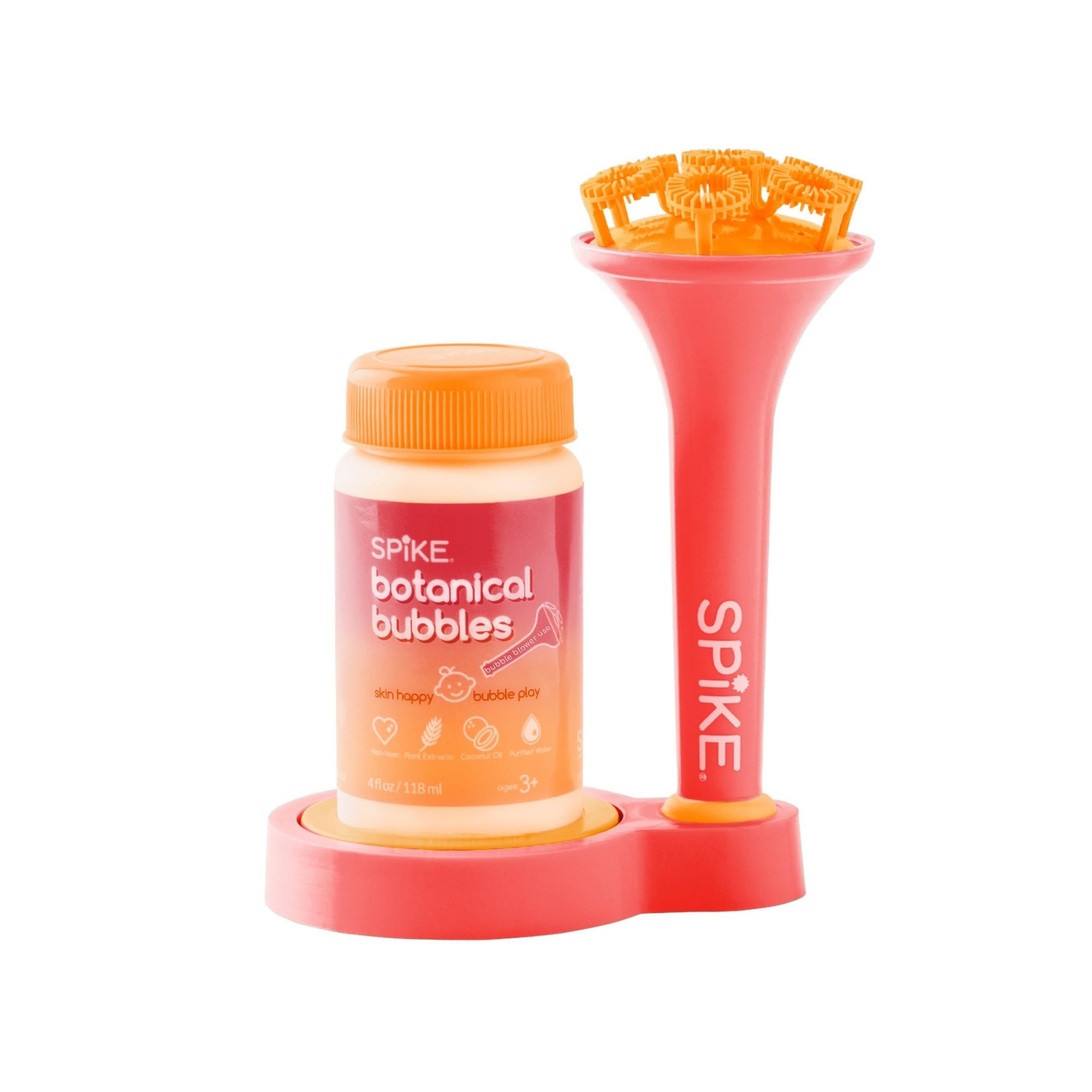 Innobaby Spike bubble blower in pink for mess-free bubble play and sensory fun.